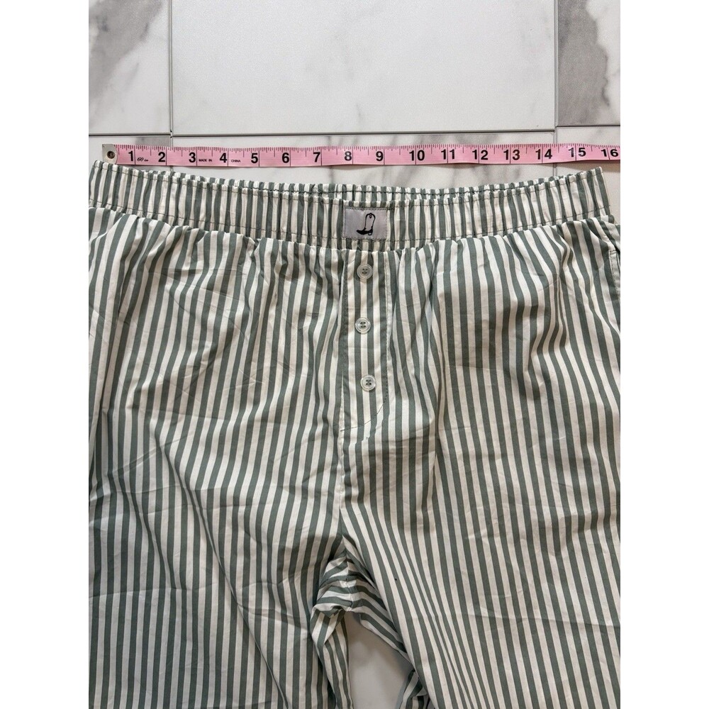 Happily Grey Boxer Pants Green and White Striped Size Large 100% Cotton - Picture 5 of 8